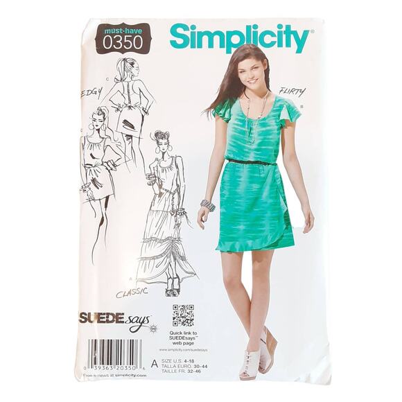 Simplicity 0350 3750 Misses Dress Top Variations Bell Sleeves Sz 16 18 20 22 24 - Picture 2 of 11